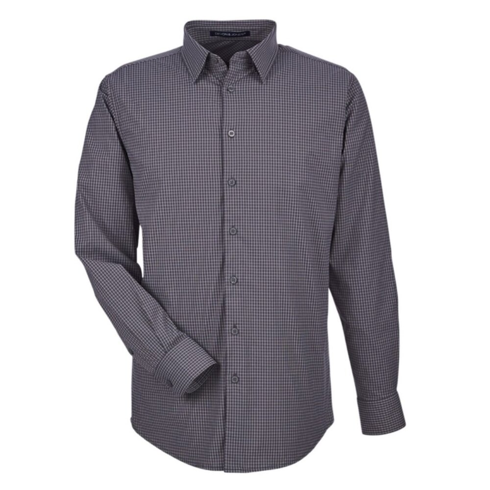 Devon & Jones Men's Crown Lux Perfromance Tonal Mini Check Woven Dress Shirt